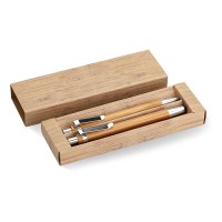 Bambusowy zestaw długopis i ołówek reklamowy z logo